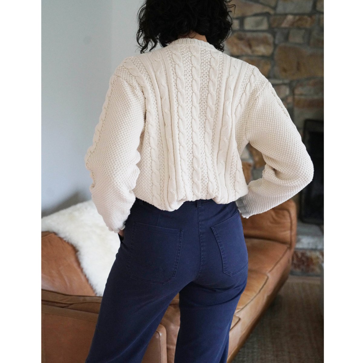 Navy blue straight leg work pants designed by Loup and made in New York City, USA.