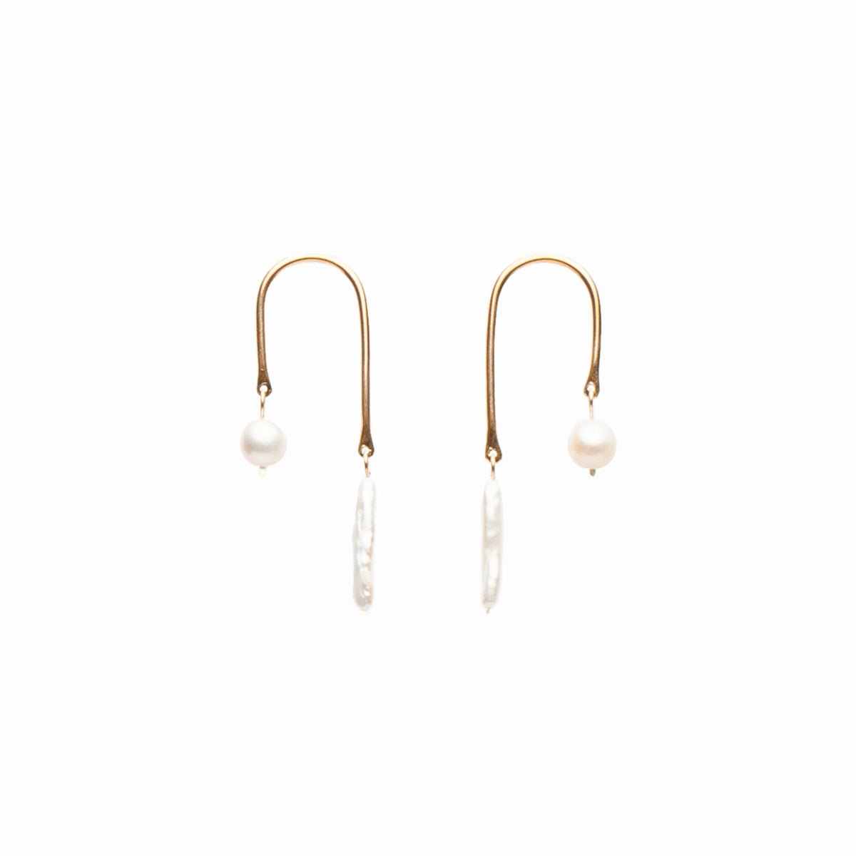 Arc Pearl earrings by Kari Phillips. Made in Portland, Oregon