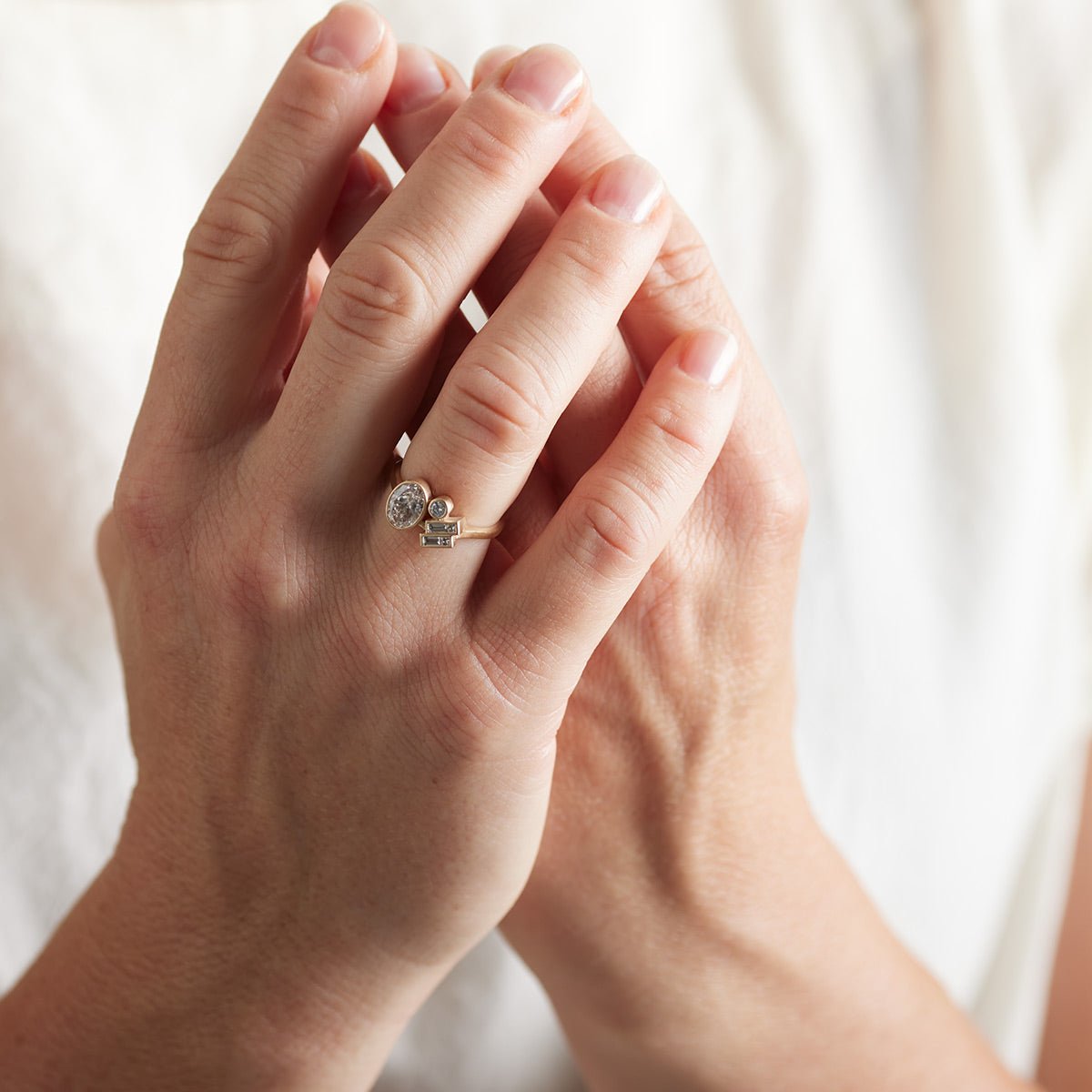 Model wears Laetus ring.