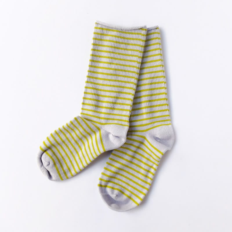 Little River Sock Mill Striped Slouch Dove Fern