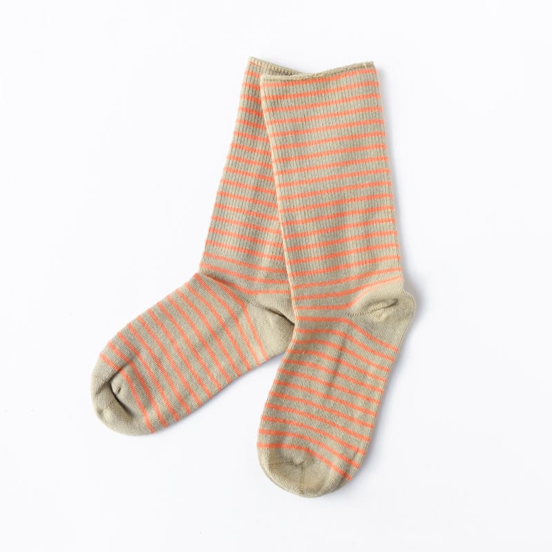Little River Sock Mill Striped Slouch Sage Salmon