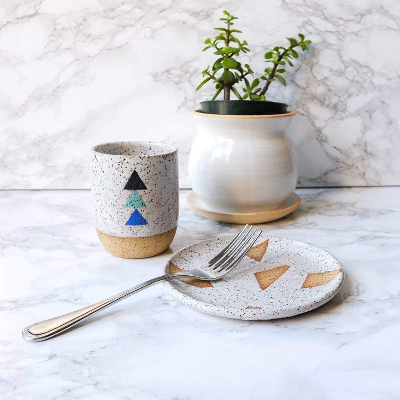 Margaret & Beau Catch All Plate White Speckled Geo