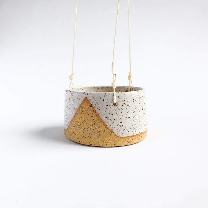 Margaret & Beau Hanging Planter Small White Mountain Speckled