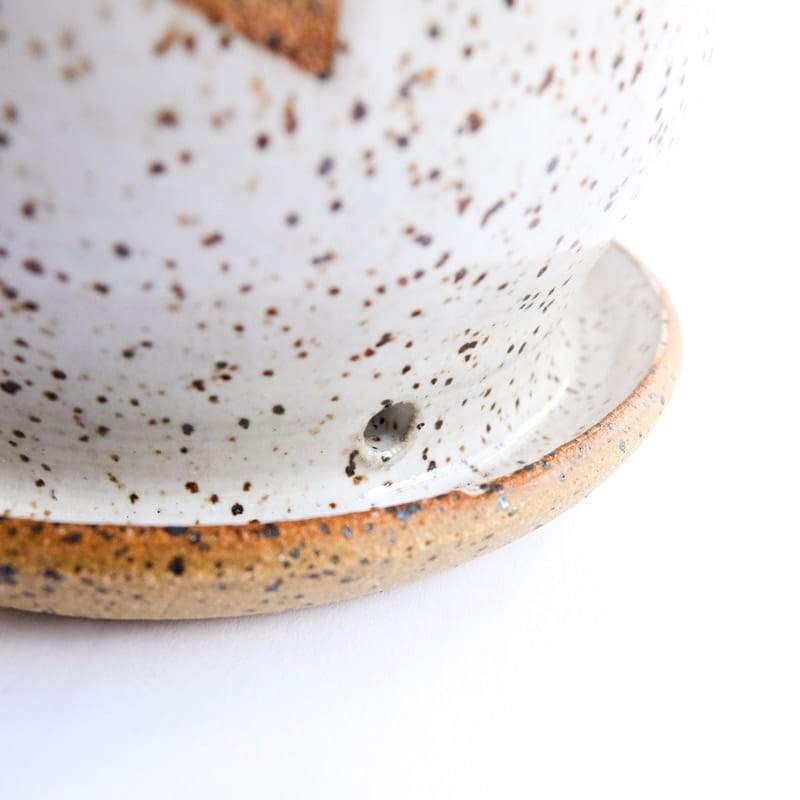 Margaret & Beau Medium Planter White Speckled Geo