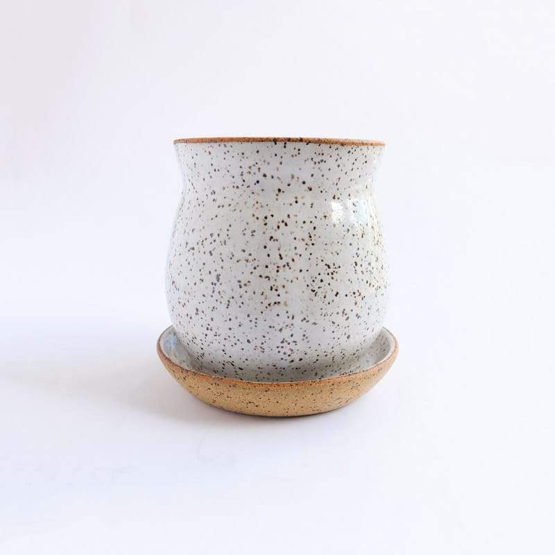 Margaret & Beau Medium Planter White Speckled Solid