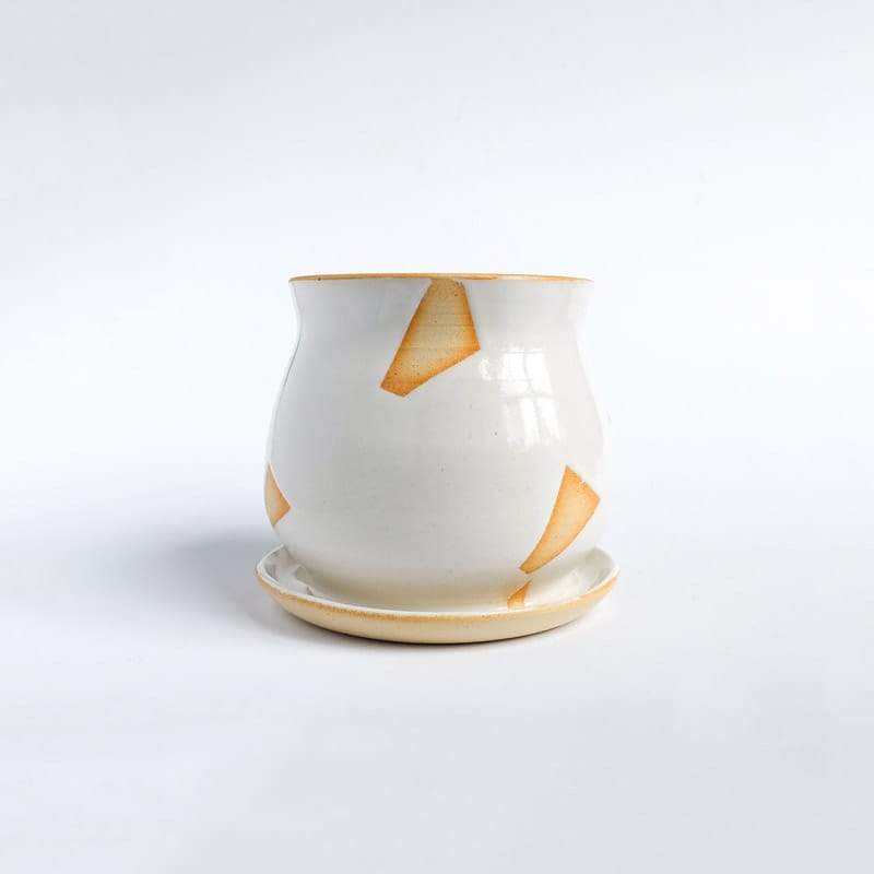 Margaret & Beau Medium Planter White Cream Geo