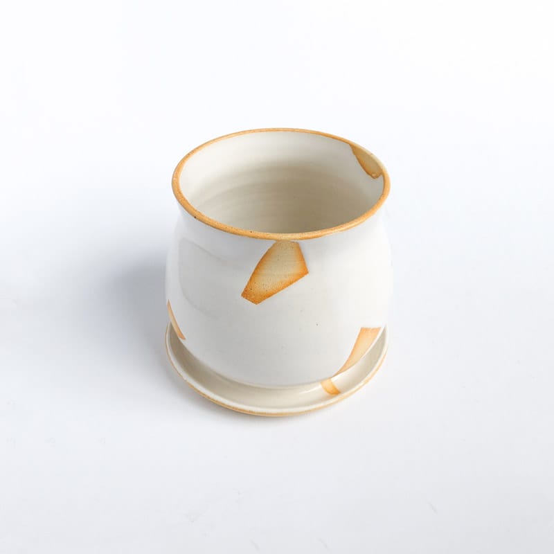 Margaret & Beau Medium Planter White Cream Geo