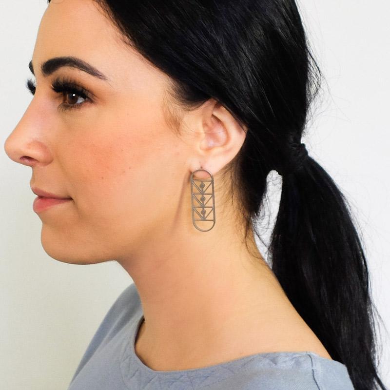 Molly M Salto Stud Earrings Rhodium