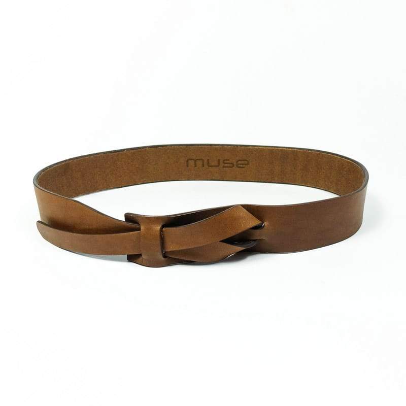 Muse 1.5 Inch Buckleless Camel Leather Belt