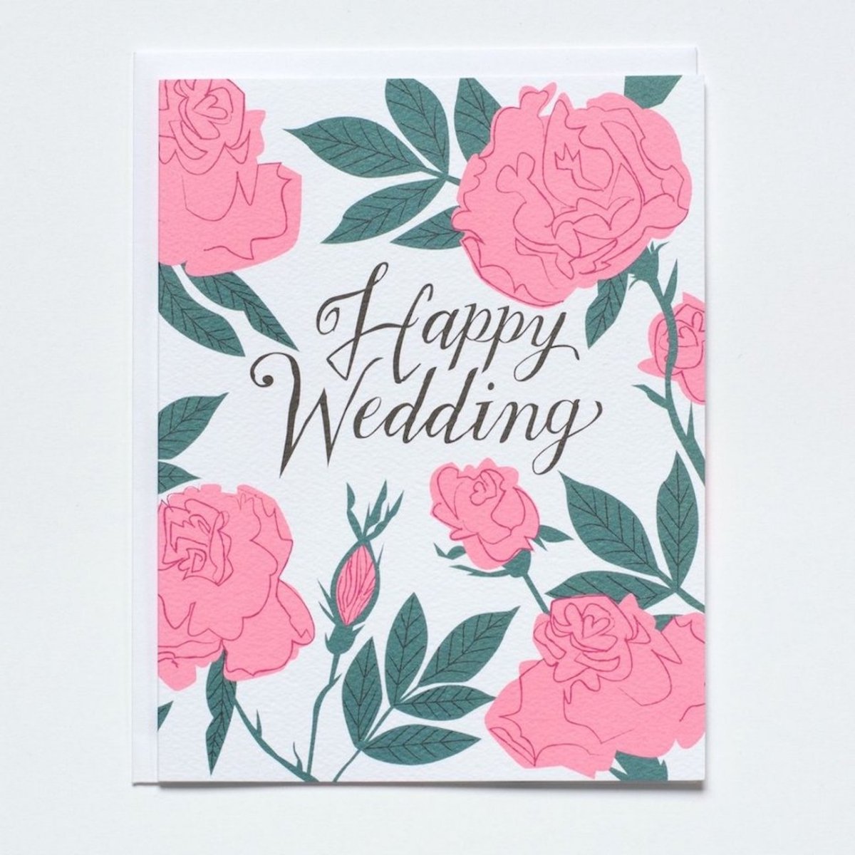 Pastel Roses Wedding Card