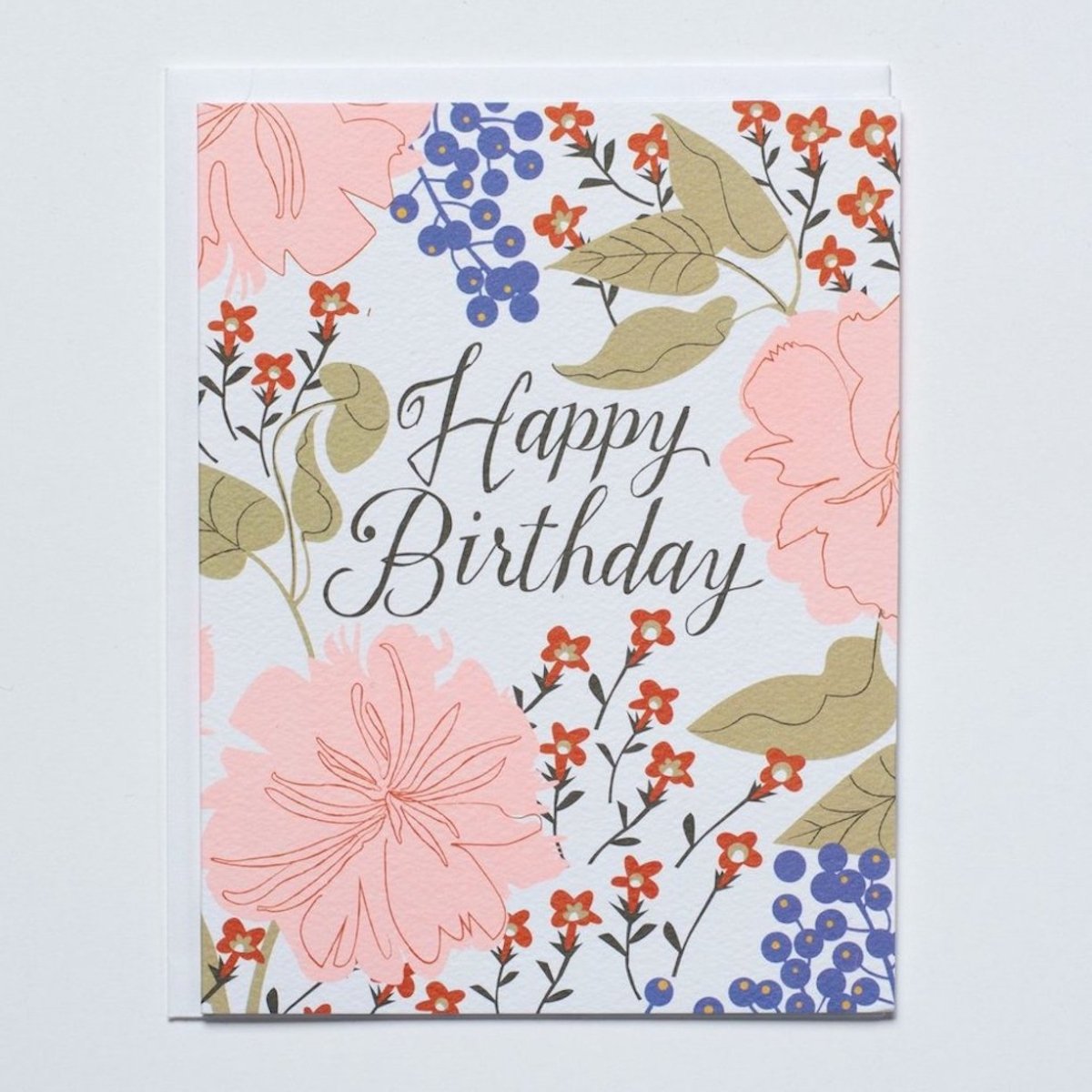 Peachy Floral "Happy Birthday" Card