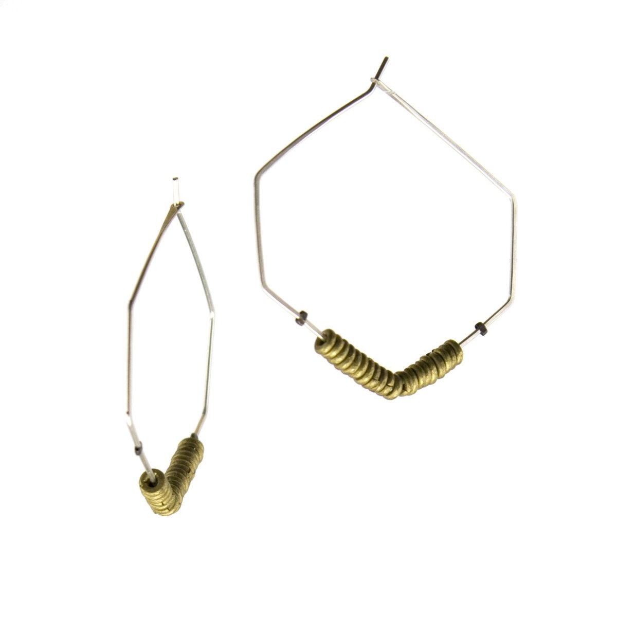 betsy & iya hexagonal mixed metal hoop earrings.