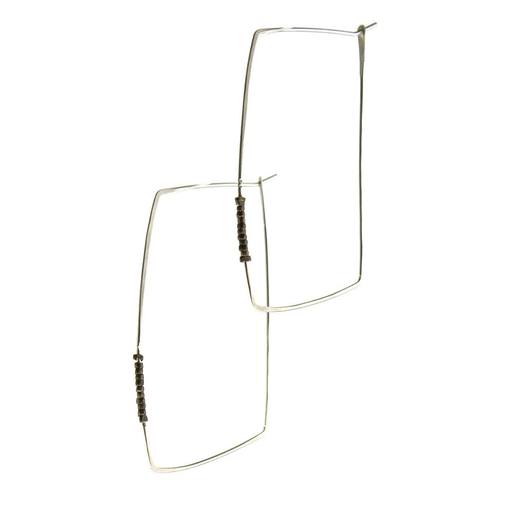 betsy & iya Sandblast Hoop earrings with beads