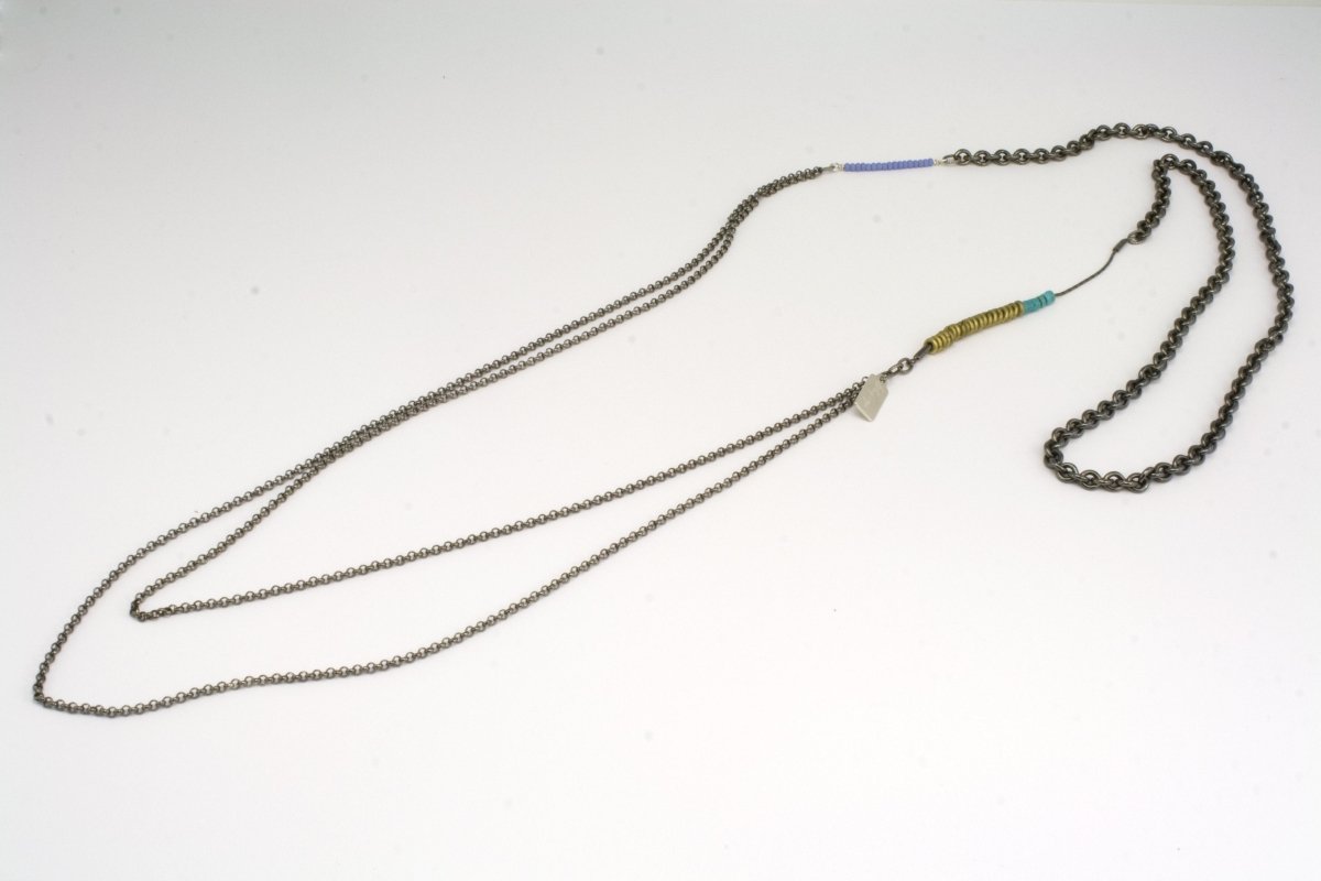 beaded necklace with mixed chain
