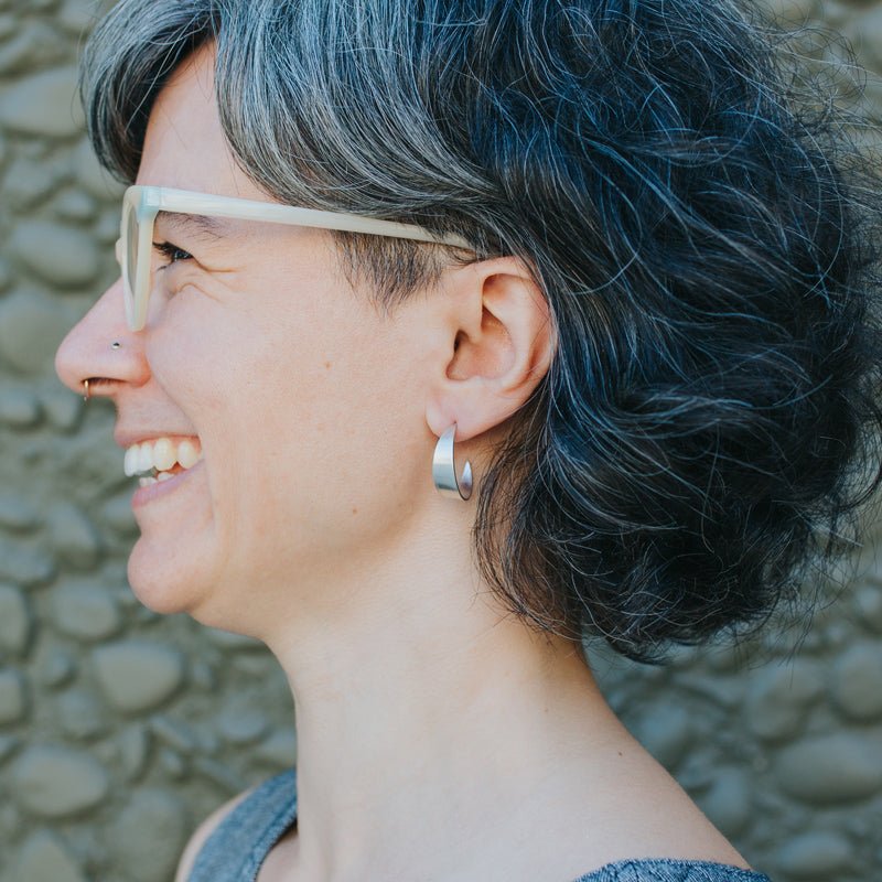 Silver Petal Hoop earrings by Natalie Joy