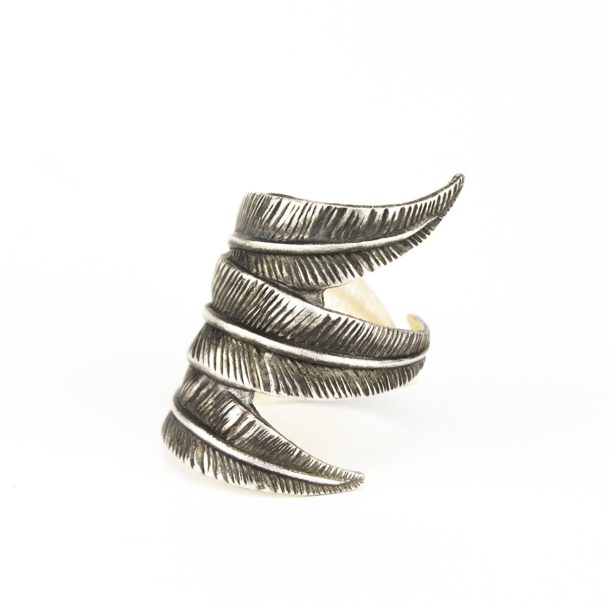 Adjustable silver Triple Feather ring