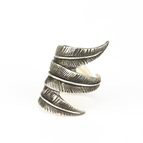 Adjustable silver Triple Feather ring