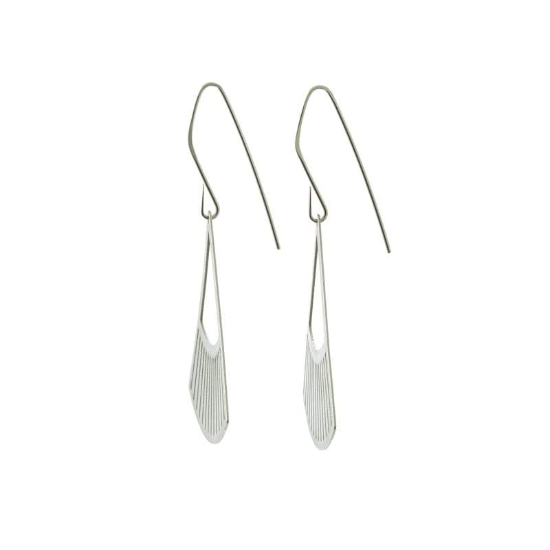 Salta fan pendant earrings in sterling silver side view