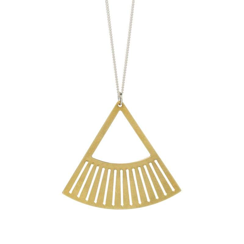 Salta fan pendant necklace in brass focal