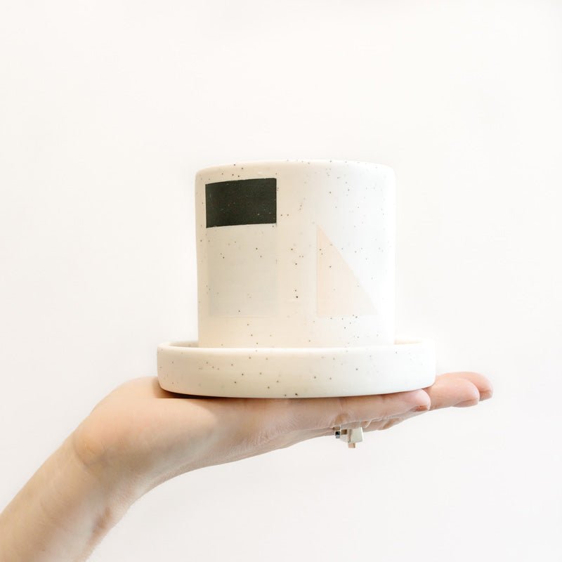 Small Planter with Attached Saucer - Blocks