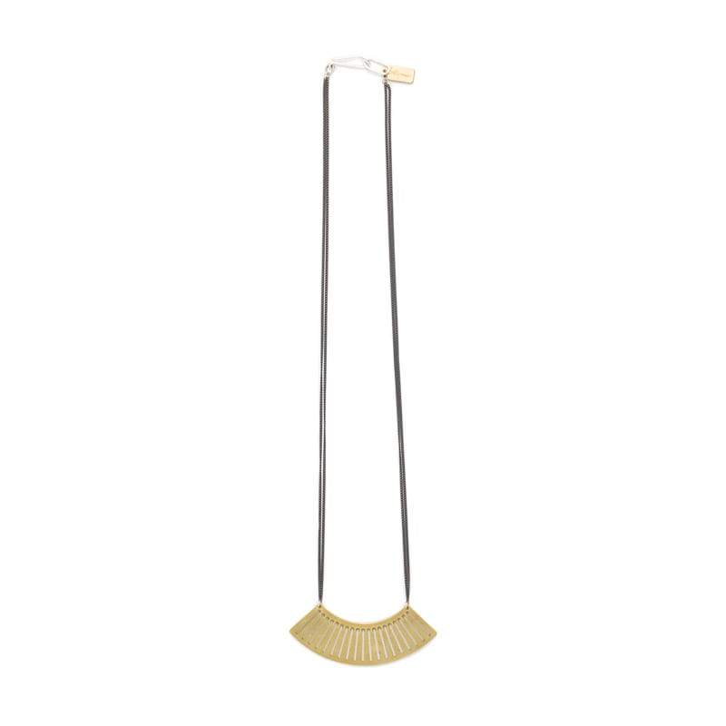 Sona fan pendant necklace in brass length