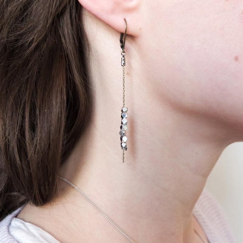 Sulu Faceted Bead Earrings - Silver Plated