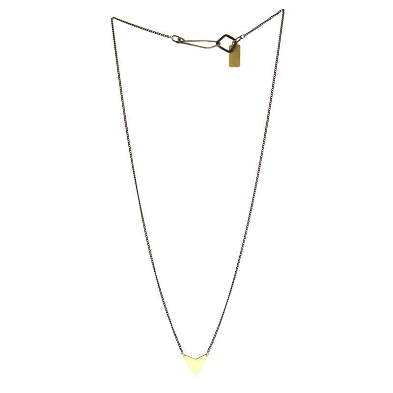 betsy & iya Talus necklace with triangle focal piece.