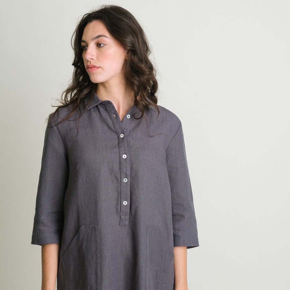 Tara Shirt Dress in Dove Grey
