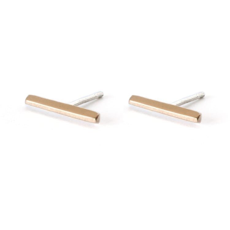 Upper Metal Class Minimalist Faceted Bar Stud Earrings in Bronze