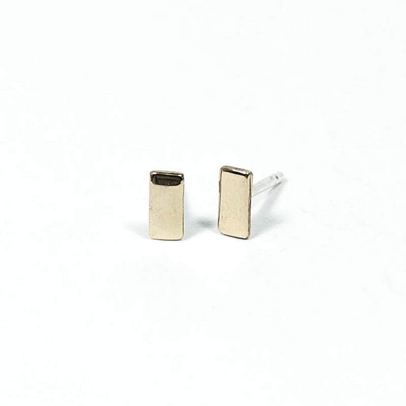 Upper Metal Class Bronze Minimalist Rectangle Stud Earrings