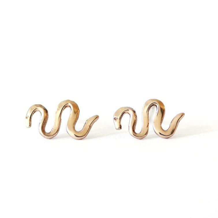 Upper Metal Class Snake Earrings in Bronze