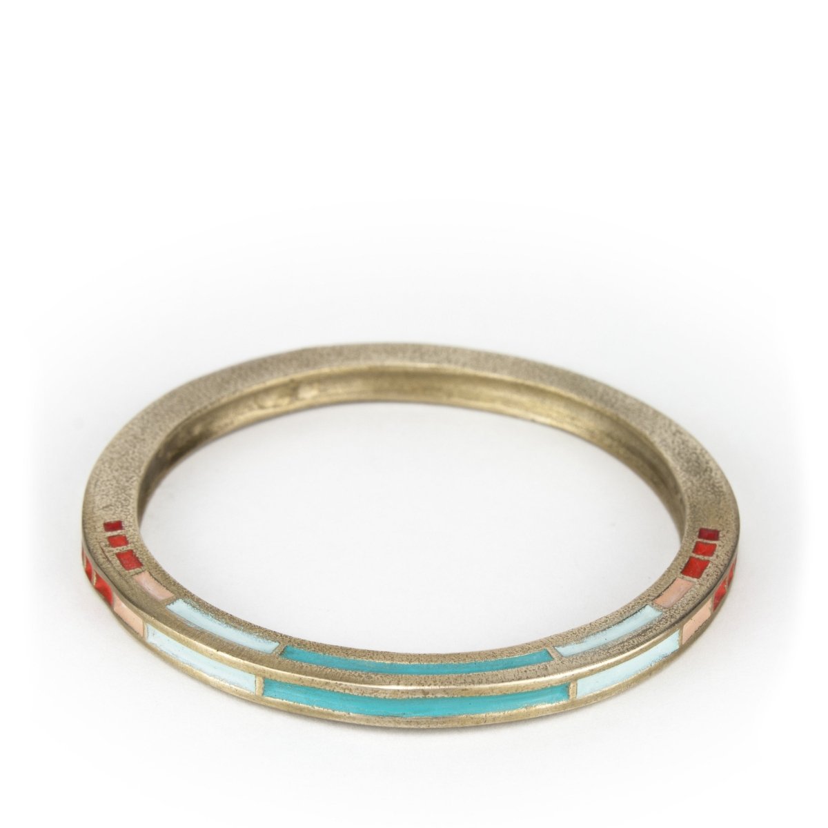 Handmade coral and aqua accented bracelet.