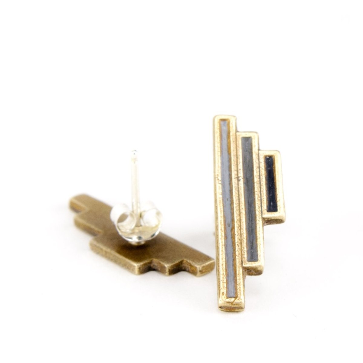 Painted post earrings inspired by Portland.