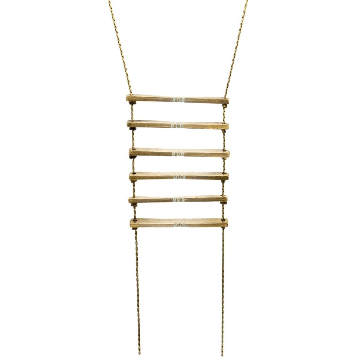 Long necklace with hand painted bronze bars.