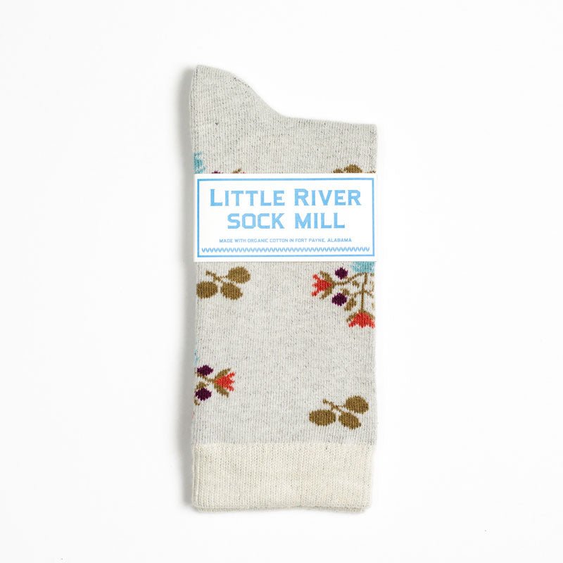 Vintage Floral Crew Sock - Heather