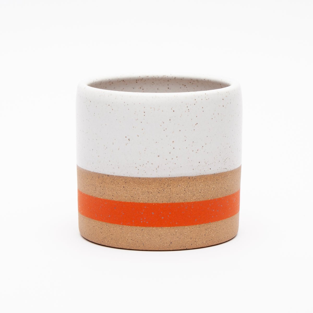 Speckled Medium Planter - White with Poppy Stripe