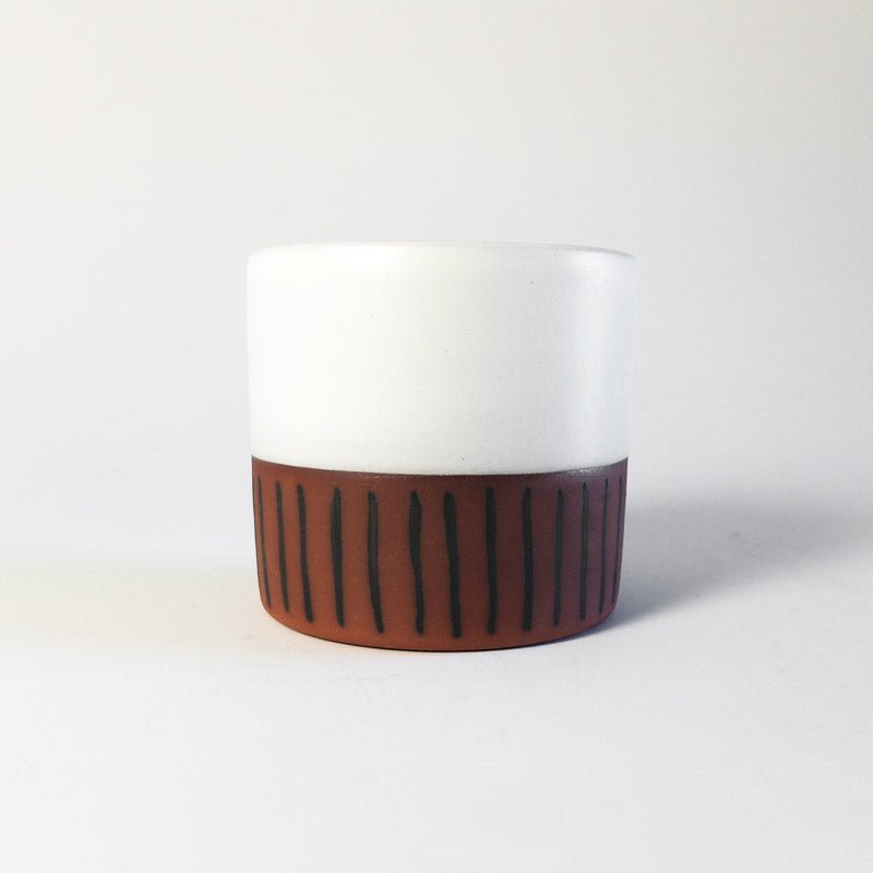 Medium Planter - White with Vertical Black Stripes