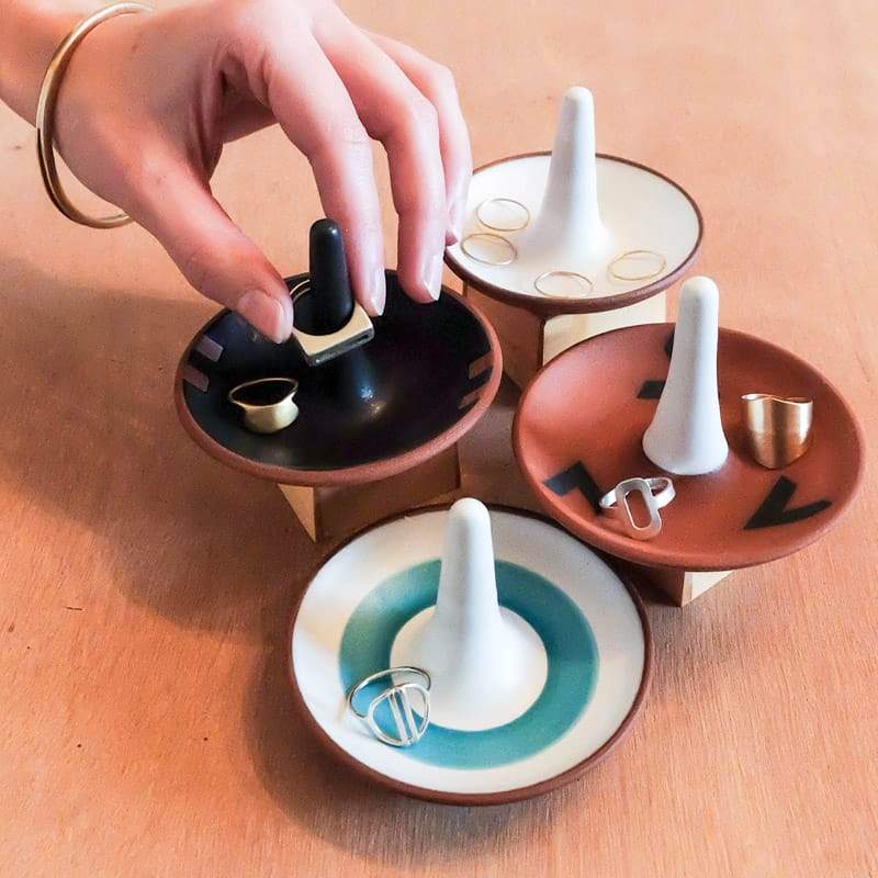 Ring Dish with Black Vs
