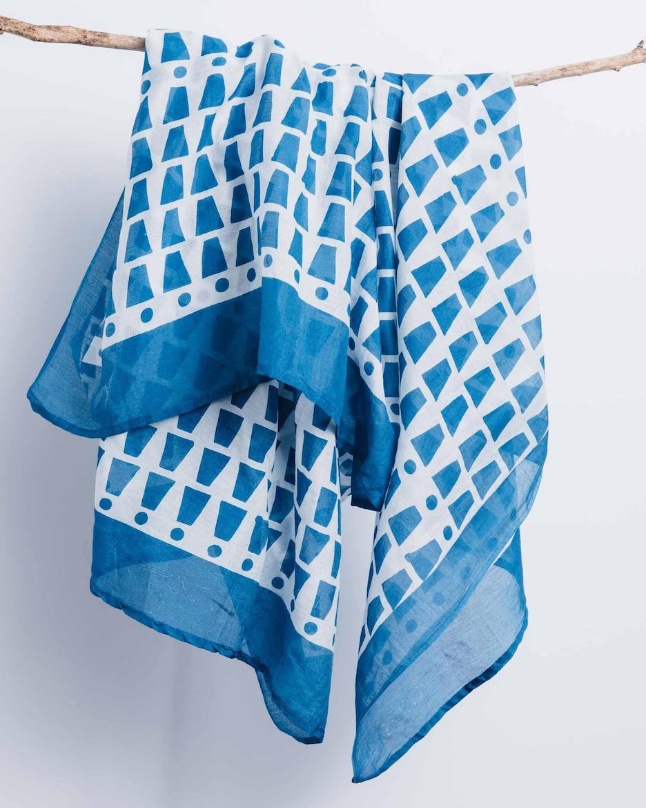 Bari Indigo Silk Cotton Scarf