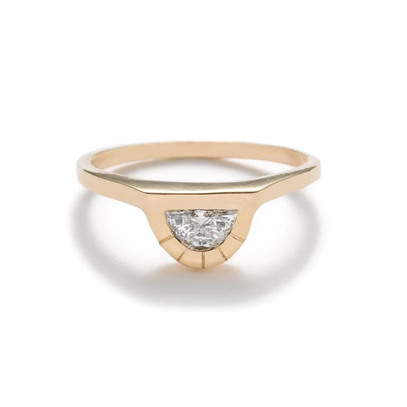 "Omnia" medium half moon diamond ring polished - betsy & iya
