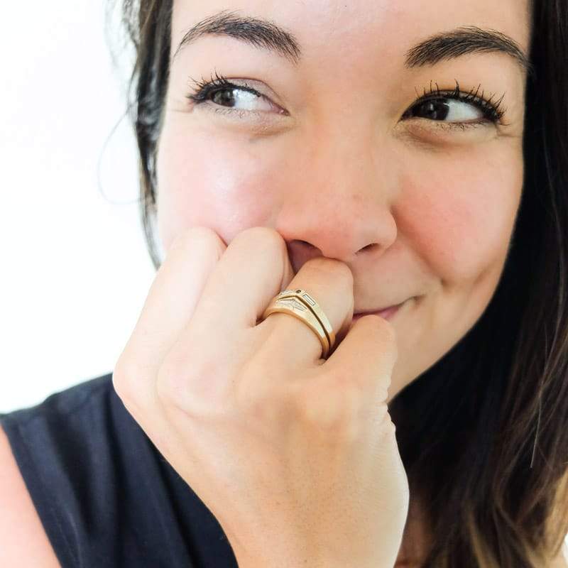 "Spero" & "Basio" contoured diamond ring set - betsy & iya