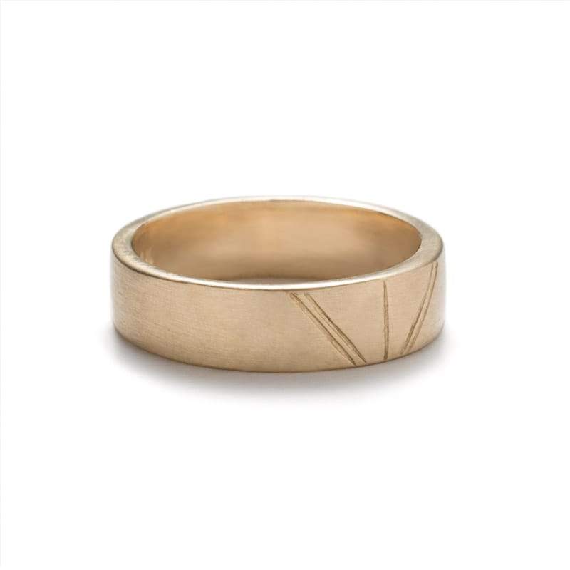 "Tange" geometric gold wedding band matte - betsy & iya