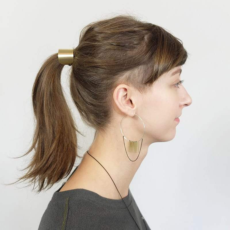 Dark brass Conata Hoop dangly earrings