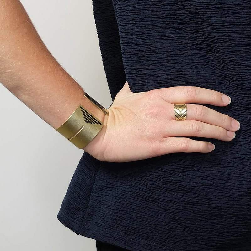 betsy & iya Redundant Chevron cocktail ring