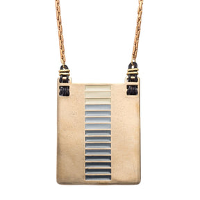 Hand painted chunky bronze geometric necklace.