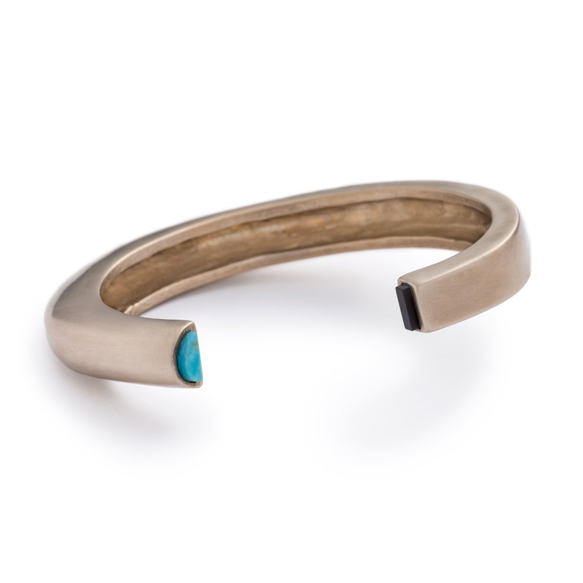 Bronze Cima Cuff with Kingman Turquoise and Black Jasper