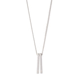 Simple, delicate, 18 inch-long necklace, with two sterling silver bars dangling from a sterling silver chain. Hand-crafted in Portland, Oregon.
