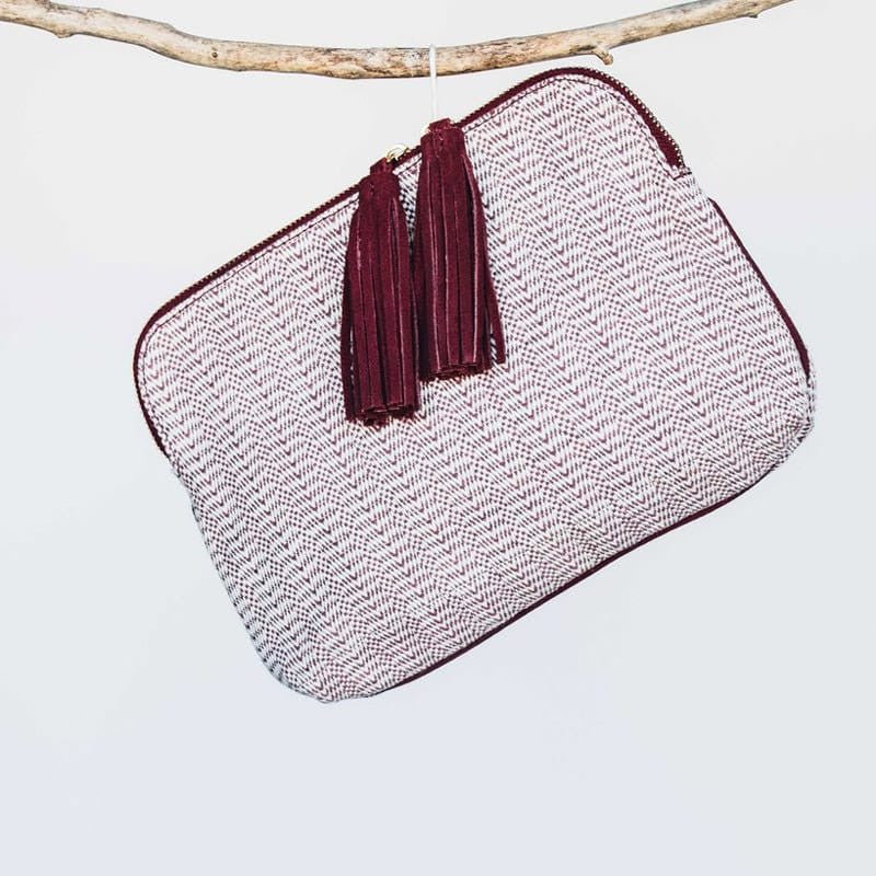 Kavya Clutch - Burgundy/White