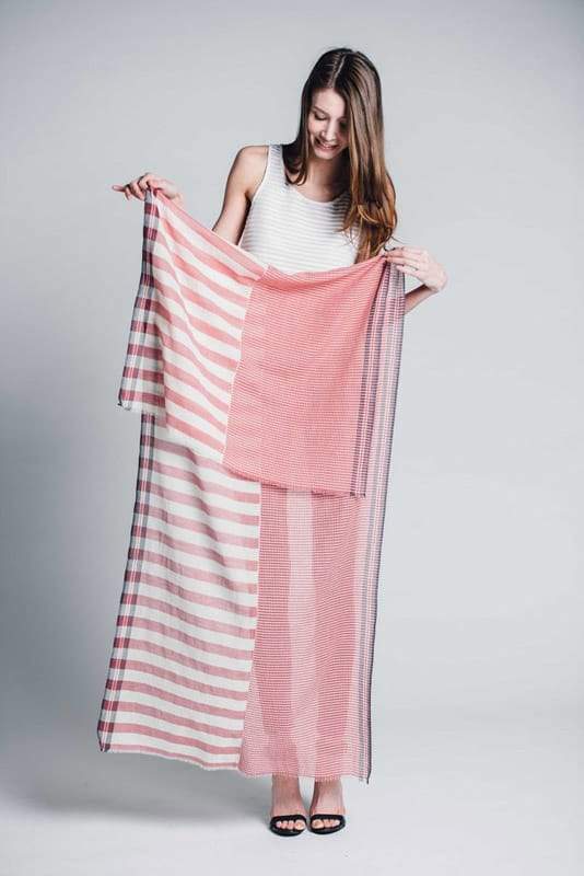 Sagar Cotton Scarf - Coral