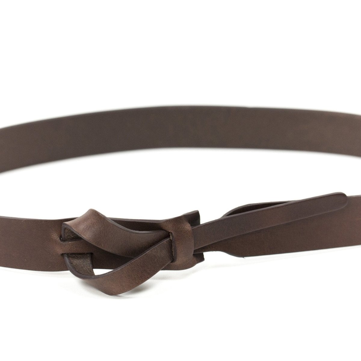 Buckleless Brown Leather Belt - 1"